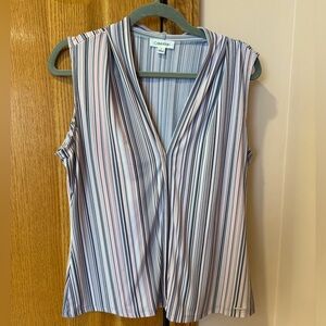 Calvin Klein Women's Pastel Pink Striped Sleeveless Top